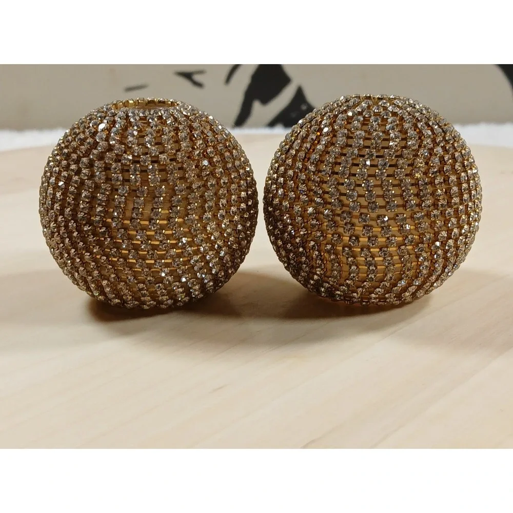 Crystal Rhinestone-Encrusted Decorative Sphere‎ Salt & Pepper Shakers